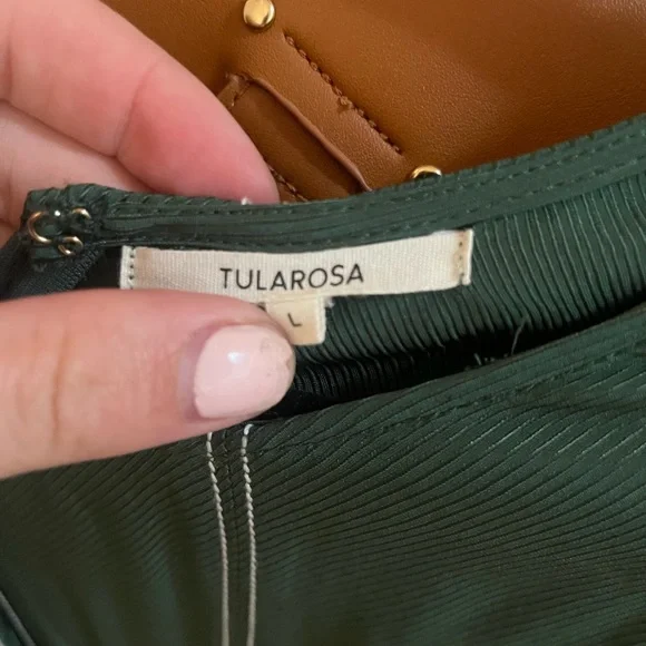 tularosa dark green dress white stiching - Picture 3 of 4